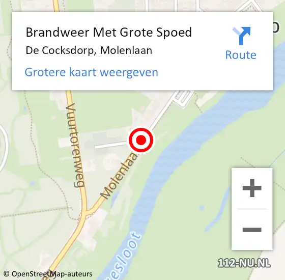 Locatie op kaart van de 112 melding: Brandweer Met Grote Spoed Naar De Cocksdorp, Molenlaan op 10 januari 2018 16:56