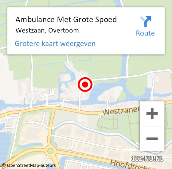 Locatie op kaart van de 112 melding: Ambulance Met Grote Spoed Naar Westzaan, Overtoom op 10 januari 2018 17:04