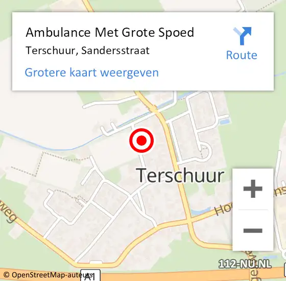 Locatie op kaart van de 112 melding: Ambulance Met Grote Spoed Naar Terschuur, Sandersstraat op 10 januari 2018 17:35
