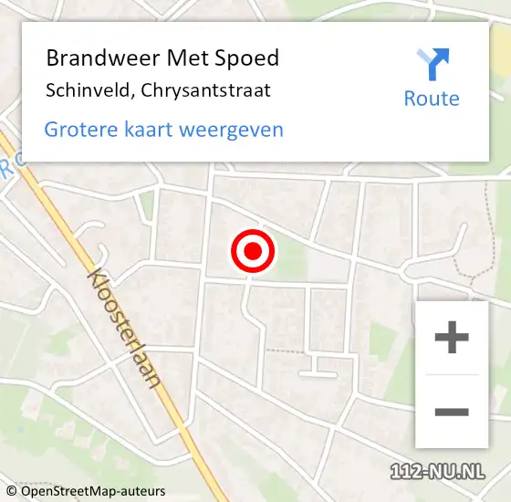 Locatie op kaart van de 112 melding: Brandweer Met Spoed Naar Schinveld, Chrysantstraat op 10 januari 2018 18:52