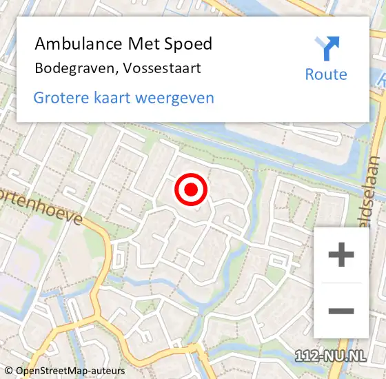 Locatie op kaart van de 112 melding: Ambulance Met Spoed Naar Bodegraven, Vossestaart op 10 januari 2018 19:01