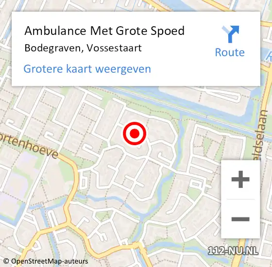 Locatie op kaart van de 112 melding: Ambulance Met Grote Spoed Naar Bodegraven, Vossestaart op 10 januari 2018 19:06