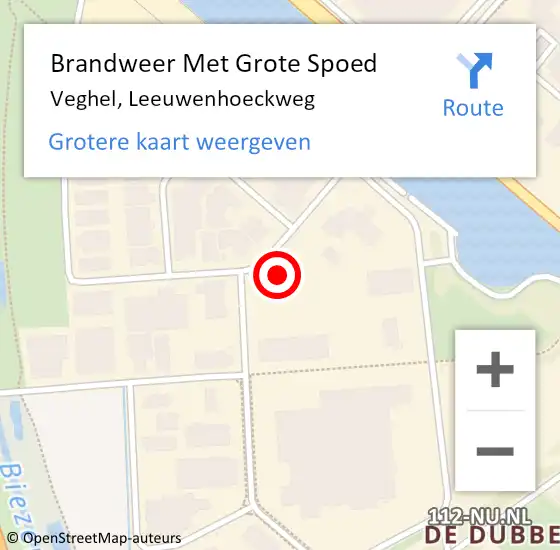 Locatie op kaart van de 112 melding: Brandweer Met Grote Spoed Naar Veghel, Leeuwenhoeckweg op 10 januari 2018 19:12