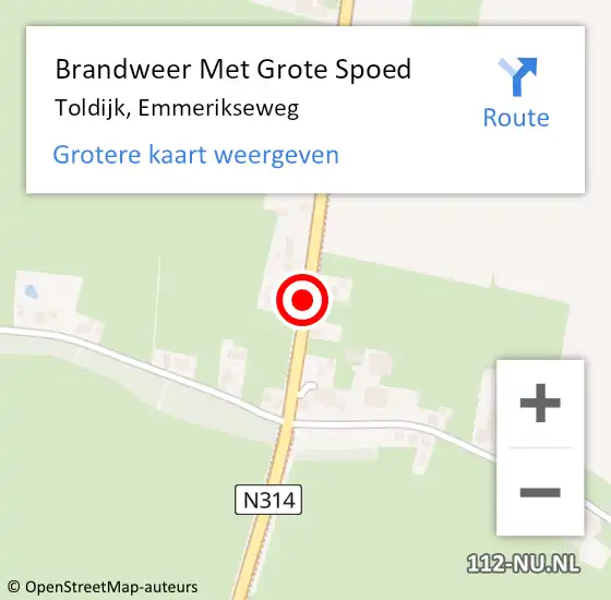 Locatie op kaart van de 112 melding: Brandweer Met Grote Spoed Naar Toldijk, Emmerikseweg op 10 januari 2018 19:22