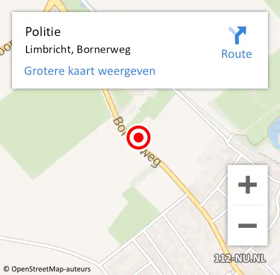 Locatie op kaart van de 112 melding: Politie Limbricht, Bornerweg op 10 januari 2018 19:29