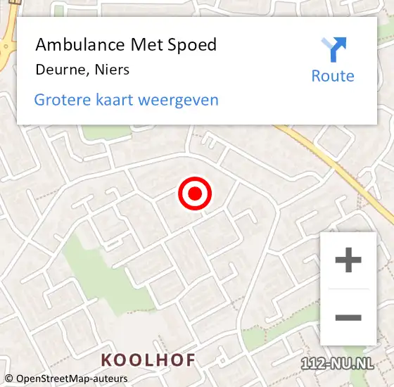 Locatie op kaart van de 112 melding: Ambulance Met Spoed Naar Deurne, Niers op 10 januari 2018 19:46