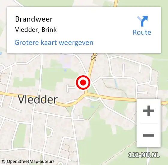 Locatie op kaart van de 112 melding: Brandweer Vledder, Brink op 12 februari 2014 18:33