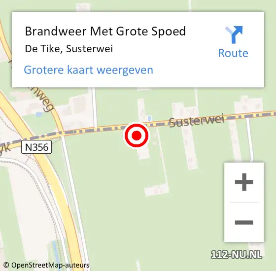 Locatie op kaart van de 112 melding: Brandweer Met Grote Spoed Naar De Tike, Susterwei op 12 februari 2014 18:35