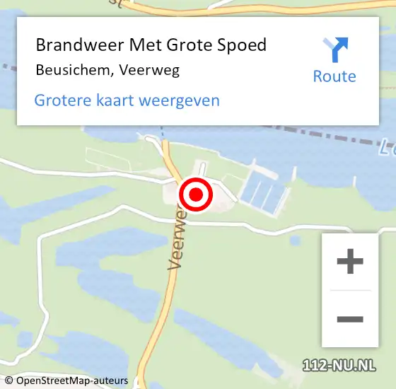 Locatie op kaart van de 112 melding: Brandweer Met Grote Spoed Naar Beusichem, Veerweg op 10 januari 2018 21:02