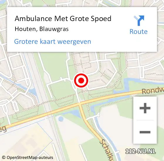 Locatie op kaart van de 112 melding: Ambulance Met Grote Spoed Naar Houten, Blauwgras op 10 januari 2018 21:05