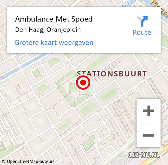 Locatie op kaart van de 112 melding: Ambulance Met Spoed Naar Den Haag, Oranjeplein op 10 januari 2018 21:10