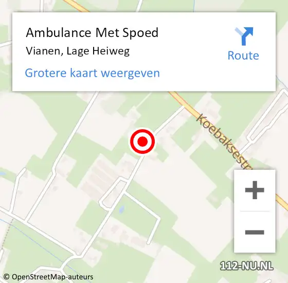 Locatie op kaart van de 112 melding: Ambulance Met Spoed Naar Vianen, Lage Heiweg op 10 januari 2018 21:22