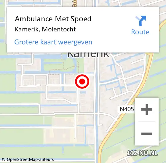 Locatie op kaart van de 112 melding: Ambulance Met Spoed Naar Kamerik, Molentocht op 10 januari 2018 21:22