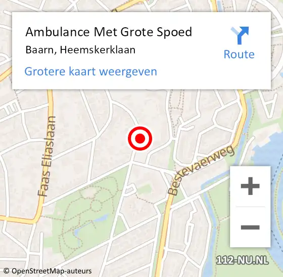 Locatie op kaart van de 112 melding: Ambulance Met Grote Spoed Naar Baarn, Heemskerklaan op 10 januari 2018 23:18