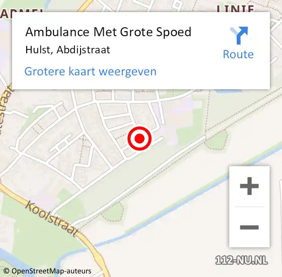 Locatie op kaart van de 112 melding: Ambulance Met Grote Spoed Naar Hulst, Abdijstraat op 10 januari 2018 23:57