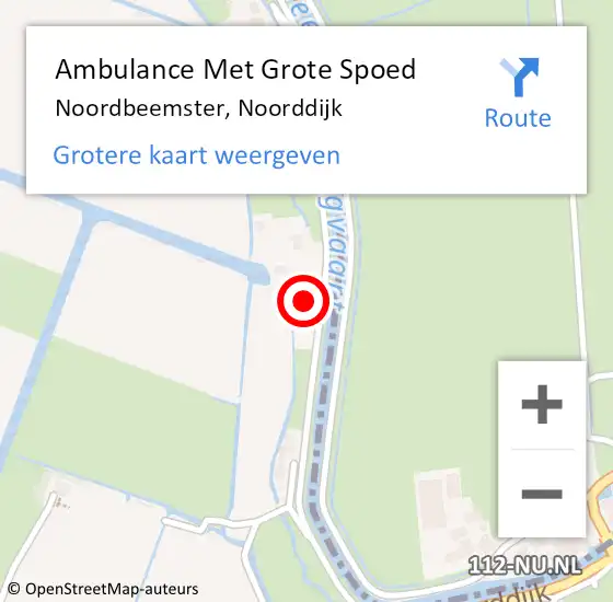 Locatie op kaart van de 112 melding: Ambulance Met Grote Spoed Naar Noordbeemster, Noorddijk op 11 januari 2018 00:17