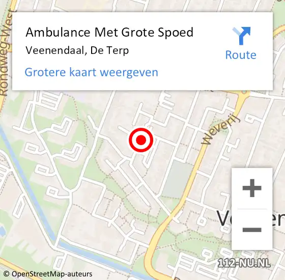 Locatie op kaart van de 112 melding: Ambulance Met Grote Spoed Naar Veenendaal, De Terp op 11 januari 2018 02:26