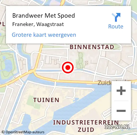 Locatie op kaart van de 112 melding: Brandweer Met Spoed Naar Franeker, Waagstraat op 11 januari 2018 04:18