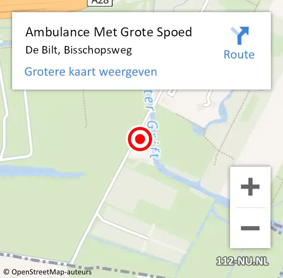 Locatie op kaart van de 112 melding: Ambulance Met Grote Spoed Naar De Bilt, Bisschopsweg op 11 januari 2018 05:57