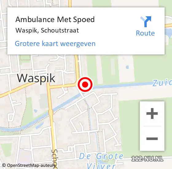 Locatie op kaart van de 112 melding: Ambulance Met Spoed Naar Waspik, Schoutstraat op 11 januari 2018 07:16