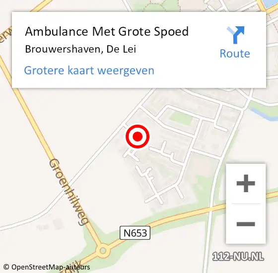 Locatie op kaart van de 112 melding: Ambulance Met Grote Spoed Naar Brouwershaven, De Lei op 11 januari 2018 07:52