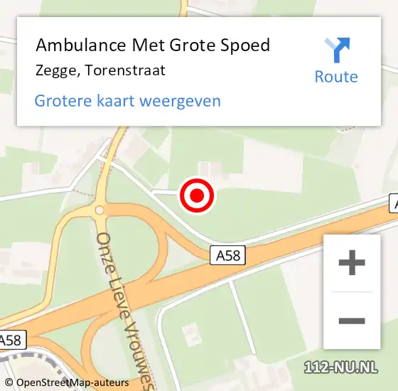 Locatie op kaart van de 112 melding: Ambulance Met Grote Spoed Naar Zegge, Torenstraat op 11 januari 2018 07:57