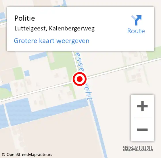 Locatie op kaart van de 112 melding: Politie Luttelgeest, Kalenbergerweg op 11 januari 2018 08:05