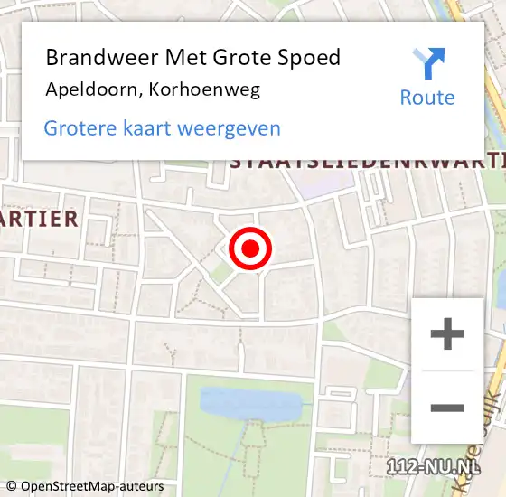 Locatie op kaart van de 112 melding: Brandweer Met Grote Spoed Naar Apeldoorn, Korhoenweg op 12 februari 2014 19:06