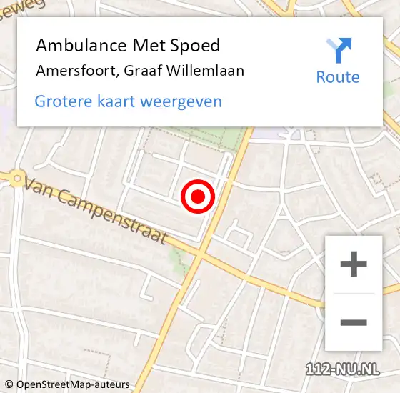 Locatie op kaart van de 112 melding: Ambulance Met Spoed Naar Amersfoort, Graaf Willemlaan op 11 januari 2018 08:33