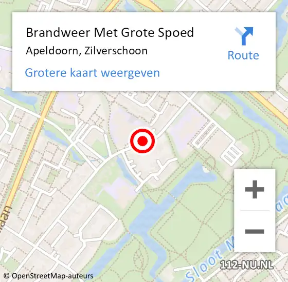 Locatie op kaart van de 112 melding: Brandweer Met Grote Spoed Naar Apeldoorn, Zilverschoon op 11 januari 2018 08:40