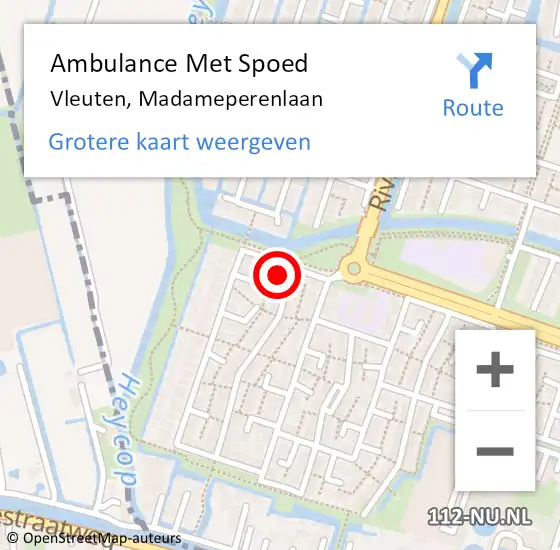Locatie op kaart van de 112 melding: Ambulance Met Spoed Naar Vleuten, Madameperenlaan op 11 januari 2018 08:43