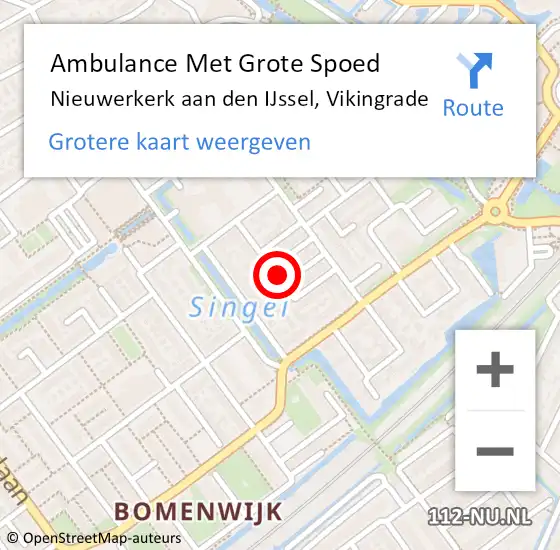 Locatie op kaart van de 112 melding: Ambulance Met Grote Spoed Naar Nieuwerkerk aan den IJssel, Vikingrade op 11 januari 2018 08:56