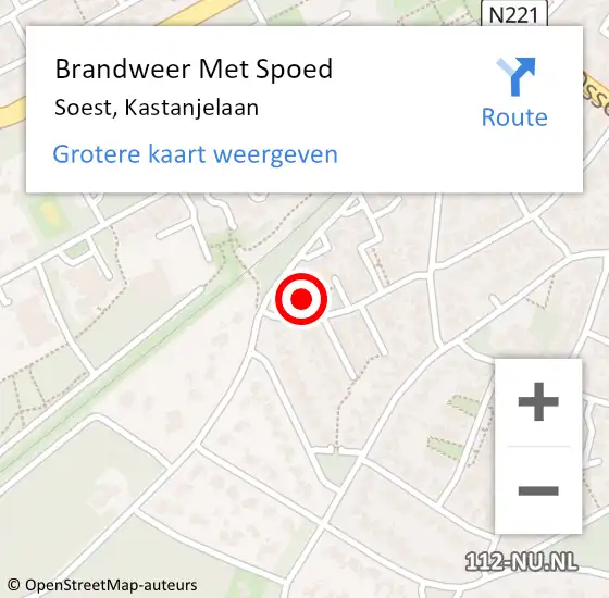 Locatie op kaart van de 112 melding: Brandweer Met Spoed Naar Soest, Kastanjelaan op 12 februari 2014 19:17