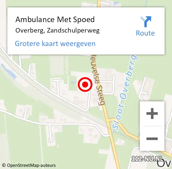 Locatie op kaart van de 112 melding: Ambulance Met Spoed Naar Overberg, Zandschulperweg op 11 januari 2018 09:42