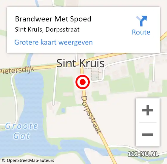 Locatie op kaart van de 112 melding: Brandweer Met Spoed Naar Sint Kruis, Dorpsstraat op 11 januari 2018 09:47