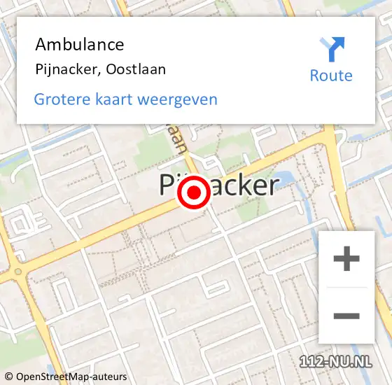 Locatie op kaart van de 112 melding: Ambulance Pijnacker, Oostlaan op 11 januari 2018 09:50