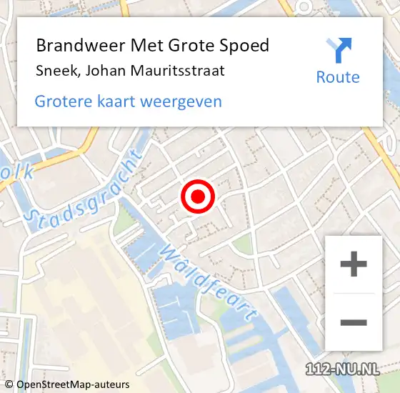 Locatie op kaart van de 112 melding: Brandweer Met Grote Spoed Naar Sneek, Johan Mauritsstraat op 22 september 2013 10:11