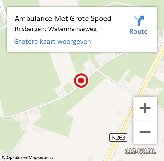 Locatie op kaart van de 112 melding: Ambulance Met Grote Spoed Naar Rijsbergen, Watermanseweg op 11 januari 2018 10:37