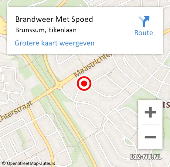 Locatie op kaart van de 112 melding: Brandweer Met Spoed Naar Brunssum, Eikenlaan op 11 januari 2018 10:43