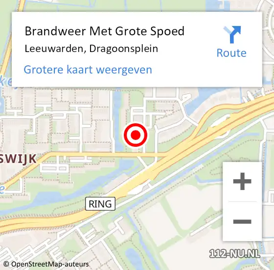 Locatie op kaart van de 112 melding: Brandweer Met Grote Spoed Naar Leeuwarden, Dragoonsplein op 11 januari 2018 12:11