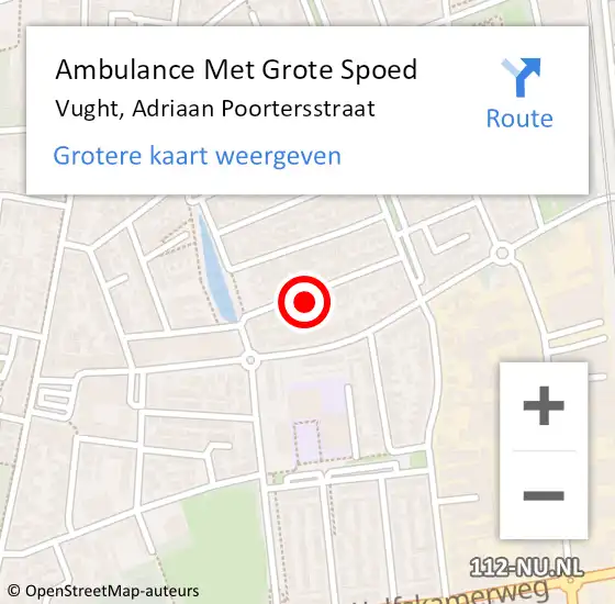 Locatie op kaart van de 112 melding: Ambulance Met Grote Spoed Naar Vught, Adriaan Poortersstraat op 11 januari 2018 12:26