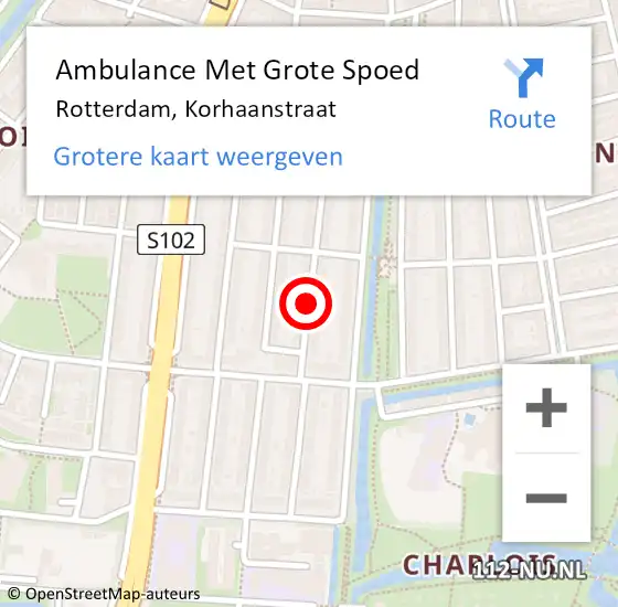 Locatie op kaart van de 112 melding: Ambulance Met Grote Spoed Naar Rotterdam, Korhaanstraat op 11 januari 2018 12:54