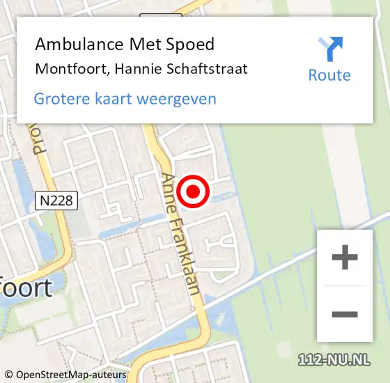 Locatie op kaart van de 112 melding: Ambulance Met Spoed Naar Montfoort, Hannie Schaftstraat op 11 januari 2018 13:09