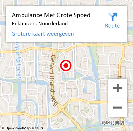 Locatie op kaart van de 112 melding: Ambulance Met Grote Spoed Naar Enkhuizen, Noorderland op 11 januari 2018 13:14