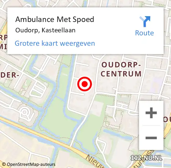 Locatie op kaart van de 112 melding: Ambulance Met Spoed Naar Oudorp, Kasteellaan op 11 januari 2018 13:19