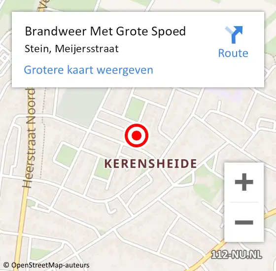 Locatie op kaart van de 112 melding: Brandweer Met Grote Spoed Naar Stein, Meijersstraat op 11 januari 2018 13:21