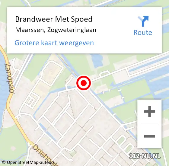 Locatie op kaart van de 112 melding: Brandweer Met Spoed Naar Maarssen, Zogweteringlaan op 11 januari 2018 13:56