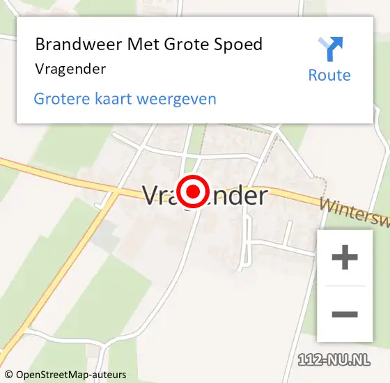 Locatie op kaart van de 112 melding: Brandweer Met Grote Spoed Naar Vragender op 11 januari 2018 14:16