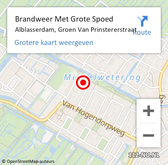 Locatie op kaart van de 112 melding: Brandweer Met Grote Spoed Naar Alblasserdam, Groen Van Prinstererstraat op 11 januari 2018 14:24