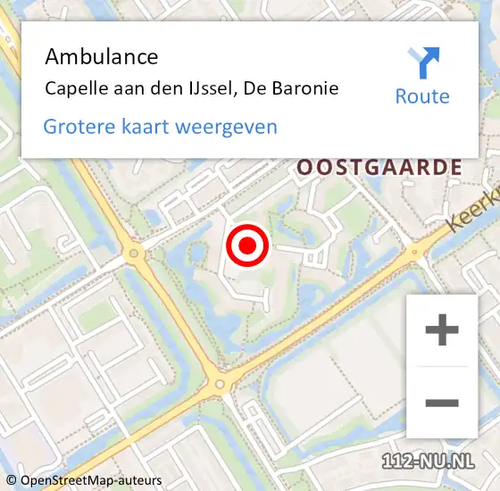 Locatie op kaart van de 112 melding: Ambulance Capelle aan den IJssel, De Baronie op 11 januari 2018 14:38